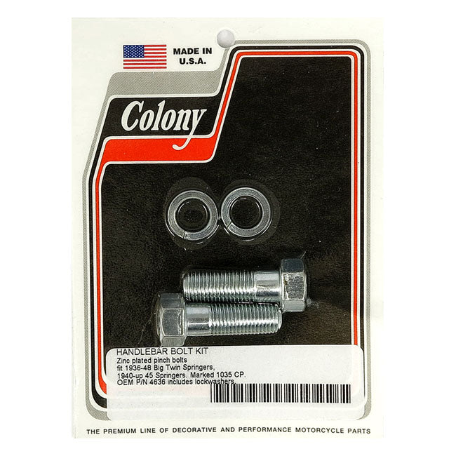 Colony Springer Handlebar Pinch Bolts for 36-48 Big Twin; 40-57 45" Sv