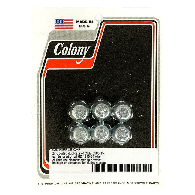 Colony Oil Line Nipple Cap Set for 1915-64 H-D With Non Rubber Oil Lines