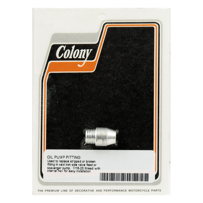 Colony Oil Pump Fitting, Repair Nipple for H-D Models With Cast Iron Oil Pumps