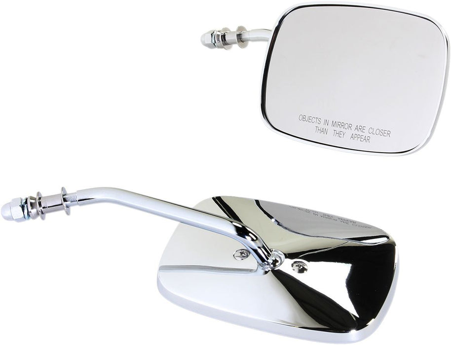 Drag Specialties Mirrors Oem-Style Rectangular Short Chrome - Part #06400980 - Hogparts UK