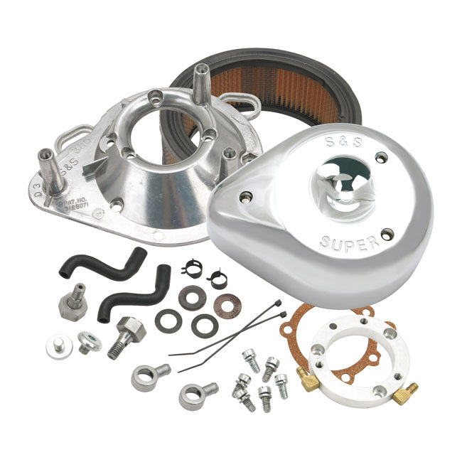 S&S, Teardrop Air Cleaner Assembly for Cv Carb: 93-06 All Big Twin; Delphi Inj.: 01-15 Softail; 04-17 Dyna (Excl. 2017 FXdls); 02-07 Flt/Touring