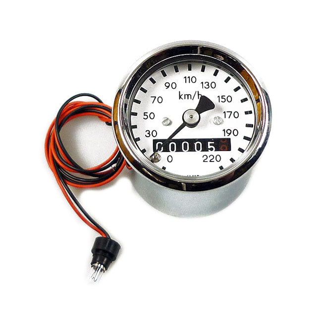 MMB 48mm Ultra Mini Speedo Chrome/White Khm 2:1 Drive Ratio for Hd Most Front Wheel Drive Applications