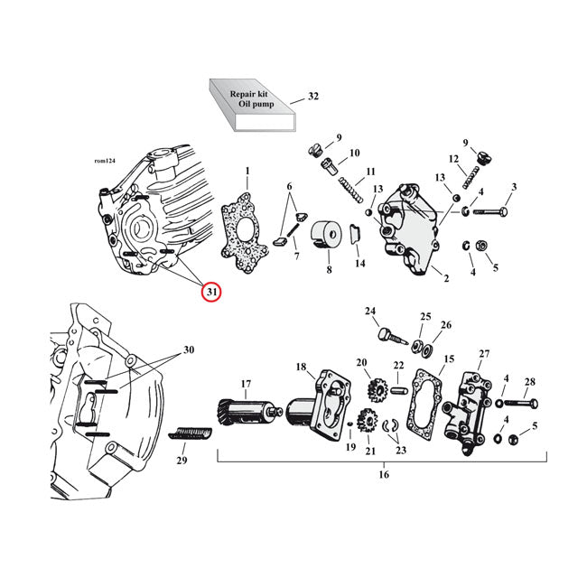 Stud, Feed Pump for 37-73 45" Sv (Oil Pump, 3 Used) (Mounts In Crankcase)