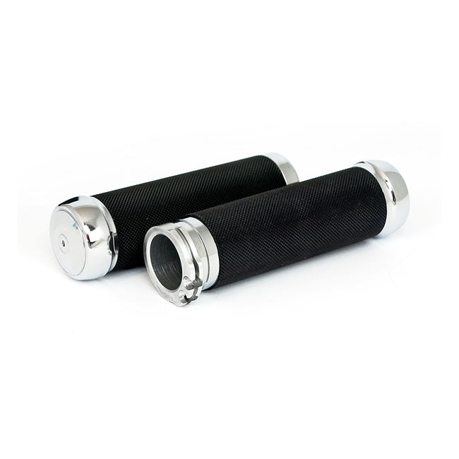 Riverside, KnurLED Billet Aluminium Grips. Black for 74-20 H-D With Single Or Dual Throttle Cables (Excl. Street)