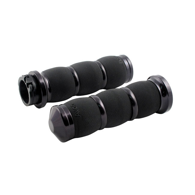 Avon Air Cushioned Grips, Black Anodized for 74-20 H-D With Single Or Dual Throttle Cables (Excl. Street)