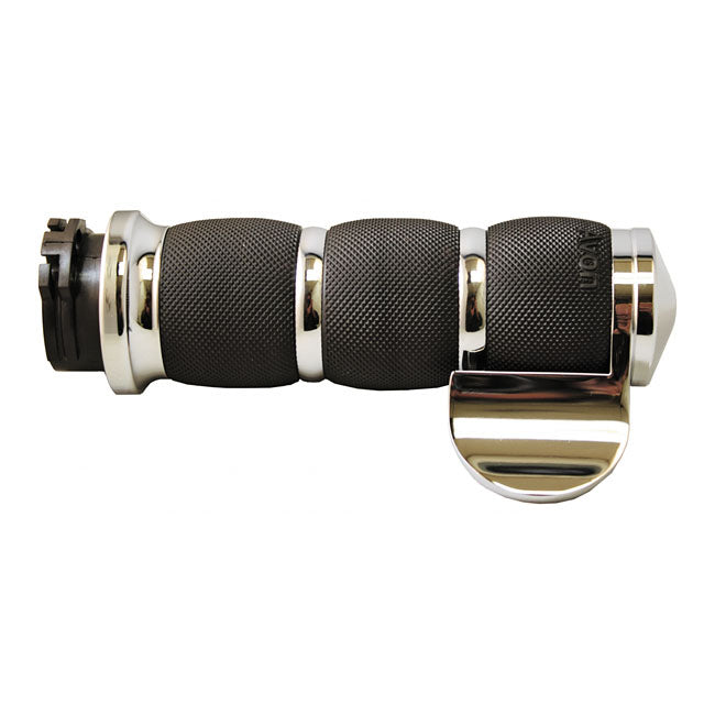 Avon Air Cushioned Grips, Chrome for 74-20 H-D With Single Or Dual Throttle Cables (Excl. Street)