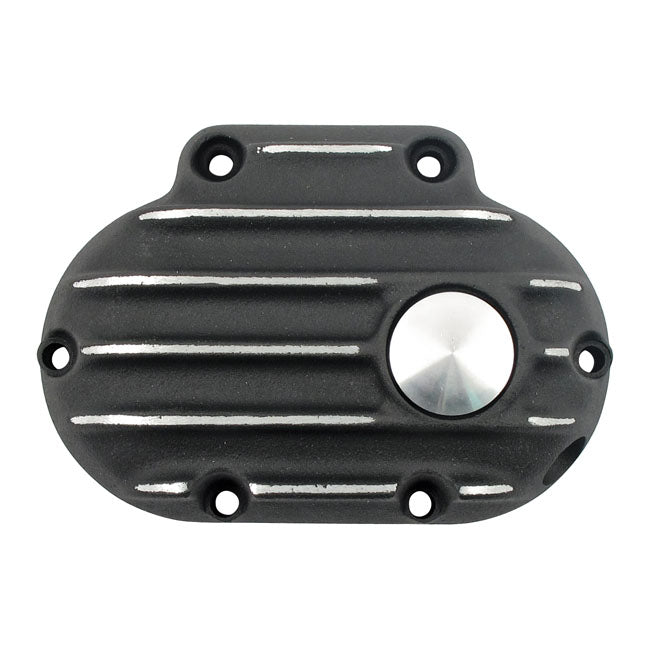 EMD Transmission End Cover, Cable Clutch. Black Cut for 06-17 Dyna; 07-17 Softail; 07-13 Touring; 14-16 FLHR/C Touring Without Fairing