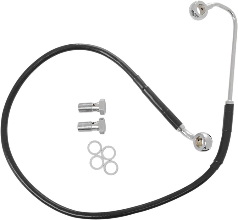 Drag Specialties Brake Line Stainless Steel Black Coated Front/Upper Extended +10" - Part #17413774 - Hogparts UK