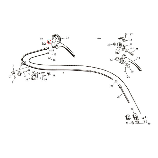 Outer Brake Cable, Front for 30-52 All 45"; 30-48 61"/74-80 Big Twin
