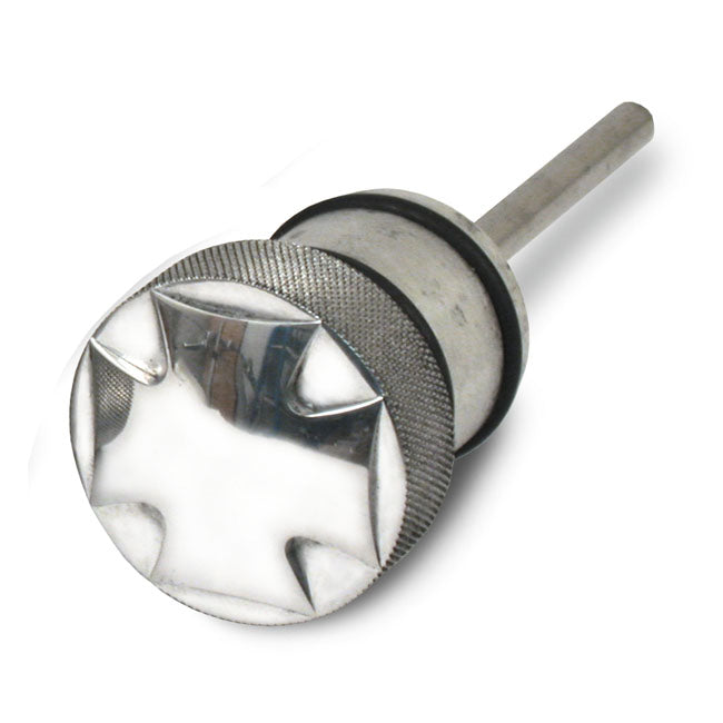 CPV Oil Tank Dipstick Alu, Maltese Cross for 84-99 Softail & 82-Up XL