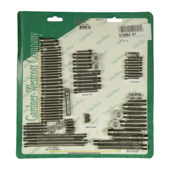 Gw Motor Screw Set, Polished Ss Allen for 09-16 Touring (Excl. Hydr. Actuated Clutch Models)