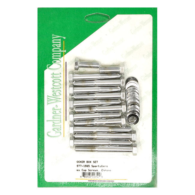 Gw, Sportster Rocker Box Bolt Kit. Hex, Chrome for 77-85 XL