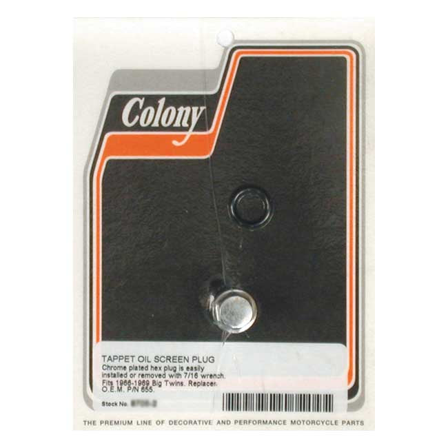 Colony Hex Plug, Oil Screen Crankcase for 66-69 Big Twin