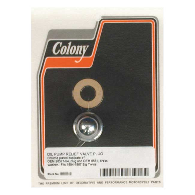 Colony Plug, Oil Pump Relief Valve for 54-67 Big Twin