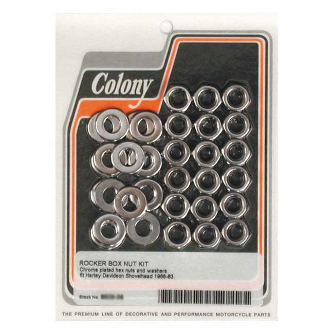 Colony, Shovel Rocker Box Top Nut Kit. Chrome, Oem Style for 66-84 Shovel