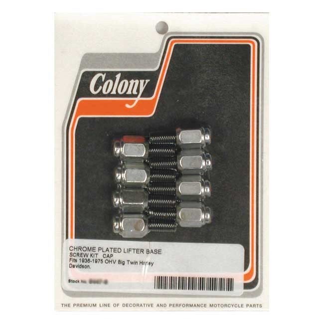 Colony, Tappet Block Mount Kit. Cap Style, Chrome for 36-E76 Big Twin (Excl. Flathead Big Twin)