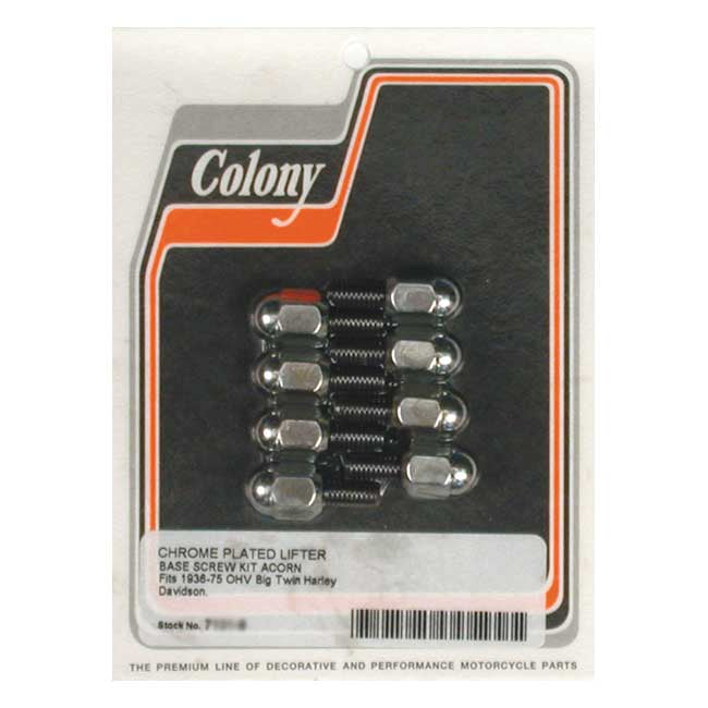 Colony, Tappet Block Mount Kit. Acorn, Chrome for 36-E76 Big Twin (Excl. Flathead Big Twin)