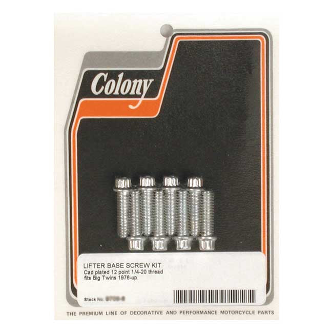 Colony, Tappet Block Mount Kit, Oem Style. Zinc for L76-84 Shovelhead; 84-99 Evo Big Twin