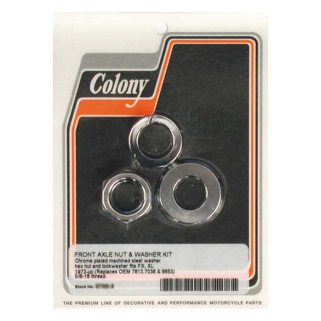 Colony Axle Nut & Washer Kit for 73-Up FX; 79-Up XL (Excl. Wide Glide Models)