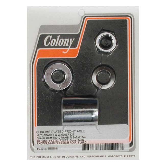 Colony Axle Spacer Kit Front, Smooth for 84-96 FXST/C/B; 93-94 FXDWG; 84-99 Flt (Excl. FLHR/Ci)