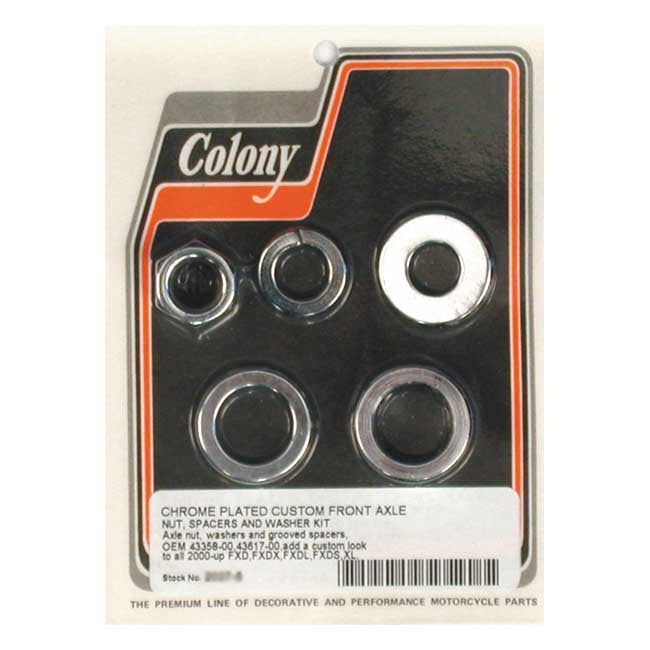 Colony Axle Spacer Kit Front, Grooved for 00-03Dyna (Excl. FXDWG/I); 00-06 XL