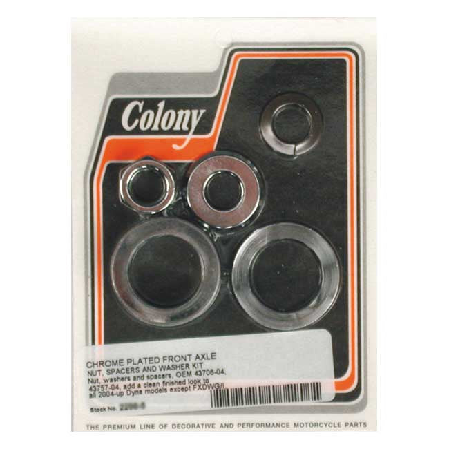 Colony Axle Spacer Kit Front, Smooth for 04-05 Dyna (Excl. FXDWG/I)