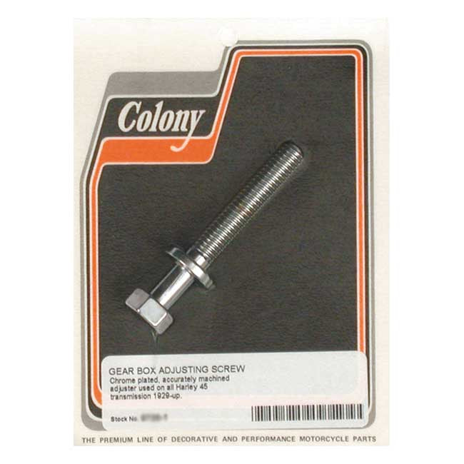 Colony, Transmission Adjuster Bolt. Chrome for 29-73 All 45" Sv