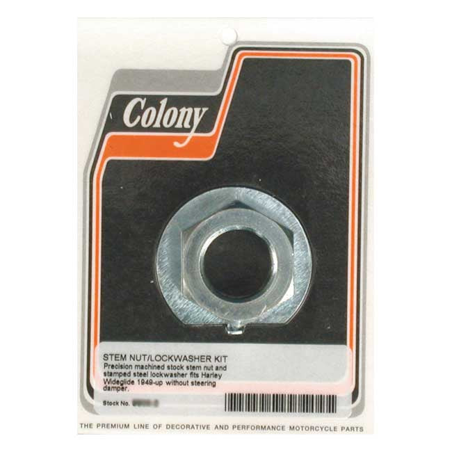 Colony Fork Stem Nut & Washer Kit for 49-84 Fl; 80-86 FXWG; 84-15 FXST (Excl. FLST & Springers); 13-17 FXSB; 93-17 FXDWG; 06-17 Dyna; 80-13 Flt / Touring