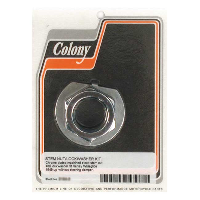 Colony Fork Stem Nut & Washer Kit for 49-84 Fl; 80-86 FXWG; 84-15 FXST (Excl. FLST & Springers); 13-17 FXSB; 93-17 FXDWG; 06-17 Dyna; 80-13 Flt / Touring