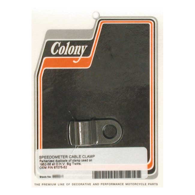 Colony, Speedo Cable Clamp. Black Parkerized for 52-56 Ohv Big Twin