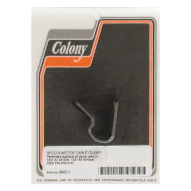 Colony, Speedo Cable Clamp. Black Parkerized for 37-52 45" Sv Solo; 37-56 45" Sv Servi-Car