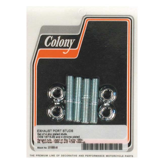 Colony, Exhaust Stud & Nut Kit for 84-20 Big Twin; 86-20 XL; 08-12XR1200; 87-10Buell Xb