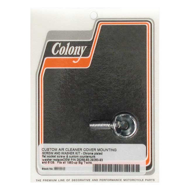 Colony Air Cleaner Cover Mount Bolt for 84-99Evo Big Twin; 99-17Twin Cam; 17-20 M8 (Oem Style Air Cleaner Covers With Centre Mount Bolt)