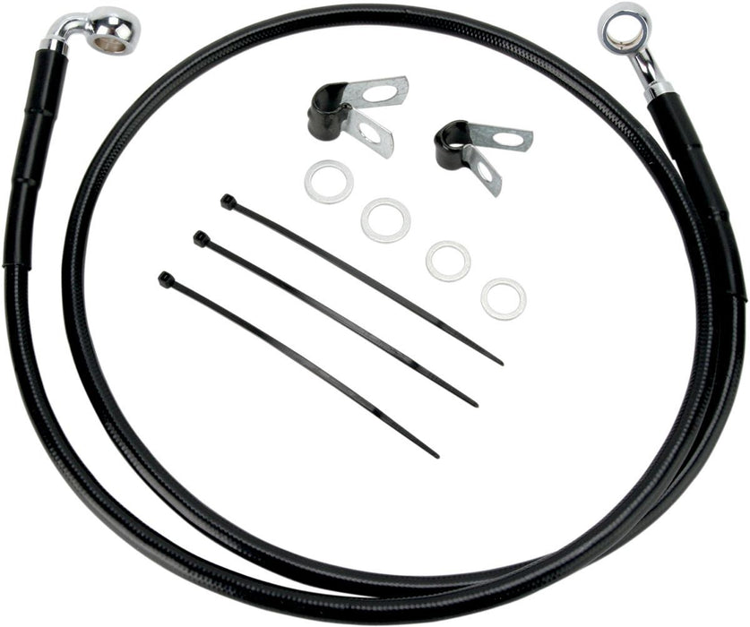 Drag Specialties Front Brake Line Black Vinyl Coated Stainless Steel Extended 2" - Part #17412569 - Hogparts UK