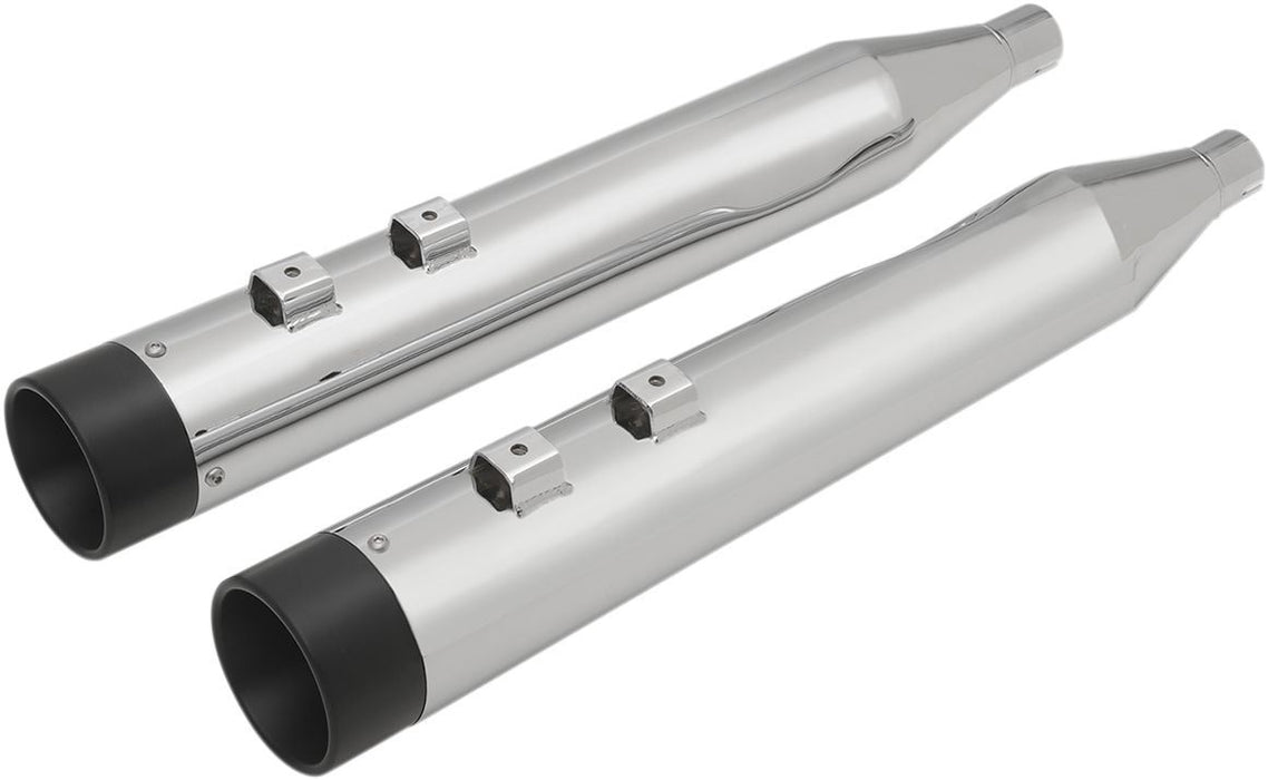 Drag Specialties Mufflers Slip-On 4" Chrome W/Black Billet End Caps - Part #18011262 - Hogparts UK