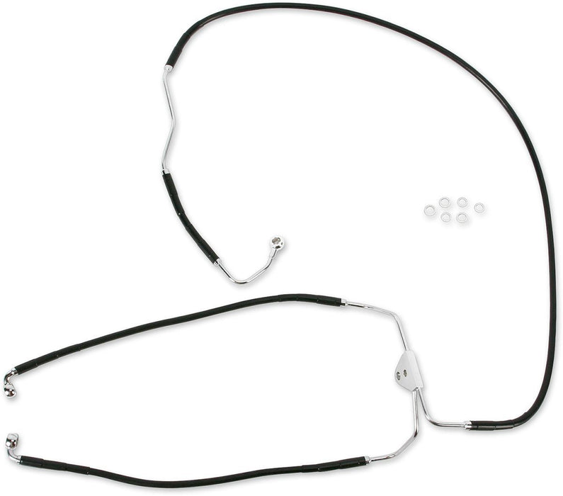 Drag Specialties Front Lower Brake Line Black Vinyl Coated Stainless Steel - Part #17412939 - Hogparts UK