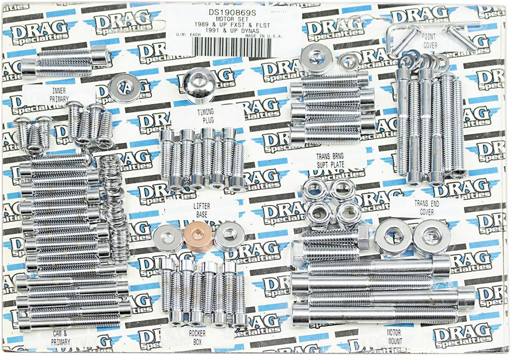 Drag Specialties Chrome Socket-Head Motor Bolt Kit Smooth - Part #DS190869S - Hogparts UK