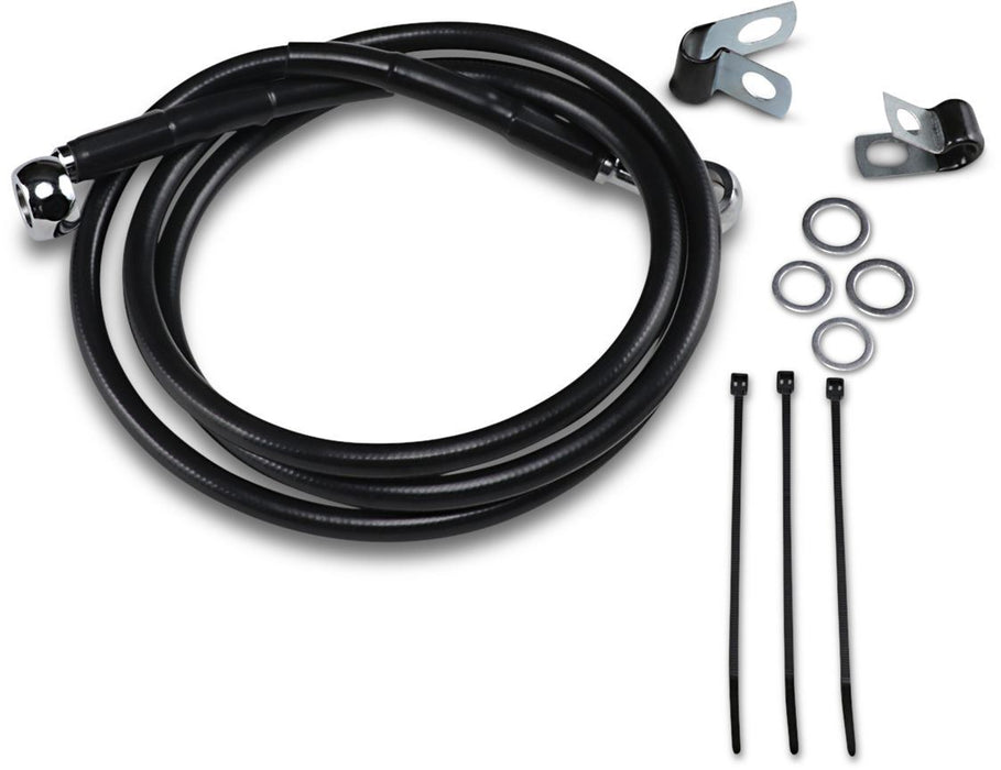 Drag Specialties Front Brake Line Black Vinyl Coated Stainless Steel Extended 10" - Part #17412555 - Hogparts UK