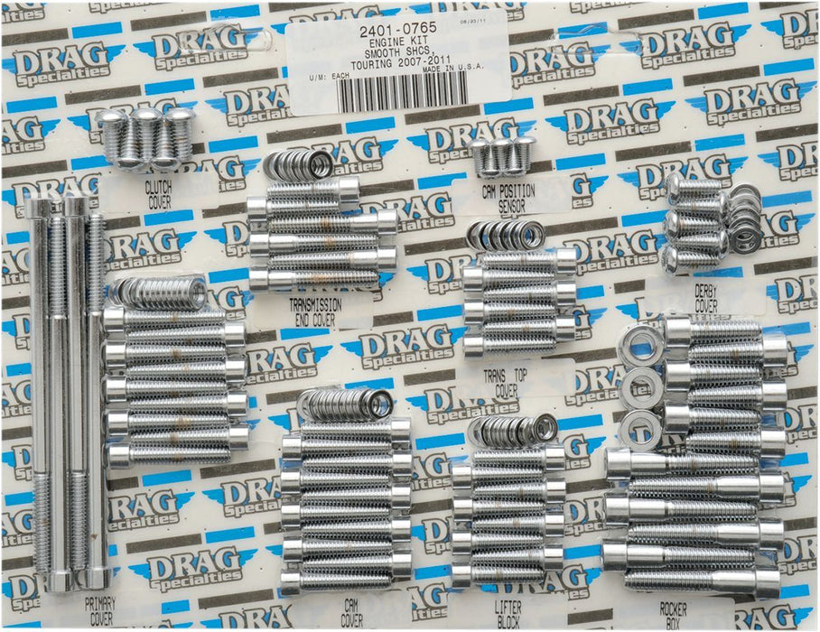 Drag Specialties Chrome Socket-Head Motor Bolt Kit Smooth - Part #24010765 - Hogparts UK