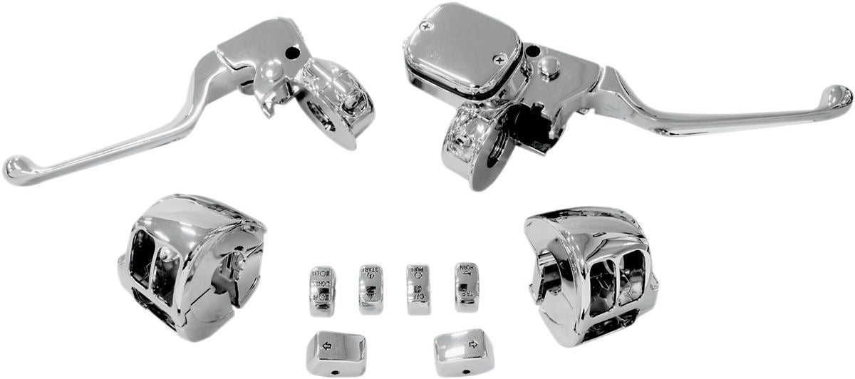 Drag Specialties Handlebar Control Kit W/ 9/16" Brake Master Cylinder W/O Switches Chrome - Part #06100533 - Hogparts UK