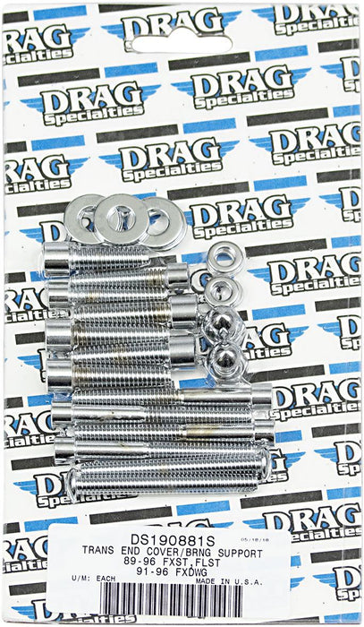 Drag Specialties Chrome Socket-Head Transmission End Cover Bolt Kit Smooth - Part #DS190881S - Hogparts UK