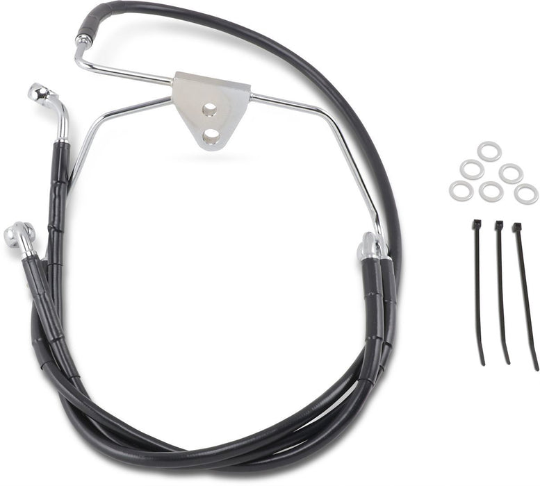 Drag Specialties Front Brake Line Black Vinyl Coated Stainless Steel Extended 8" - Part #17412518 - Hogparts UK