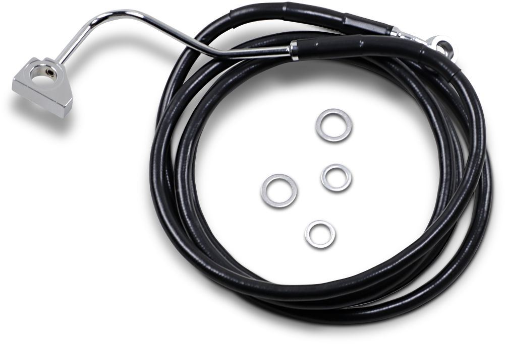 Drag Specialties Black Vinyl/Stainless Extended Length Front Brake Line Kit - Part #17413999 - Hogparts UK