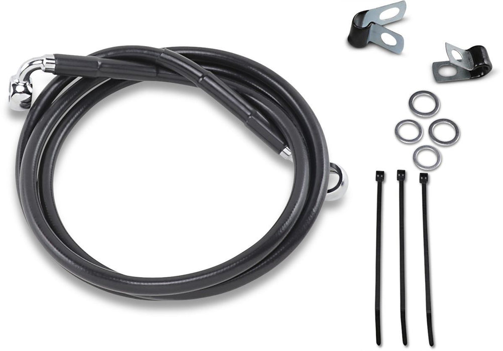 Drag Specialties Front Brake Line Black Vinyl Coated Stainless Steel Extended 8" - Part #17412548 - Hogparts UK