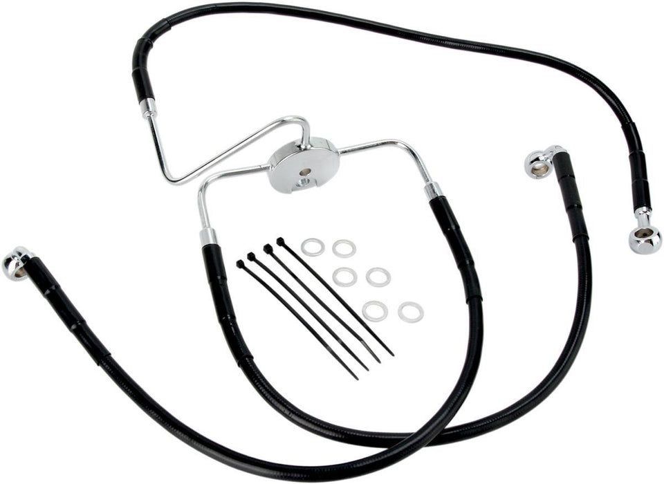 Drag Specialties Front Brake Line Black Vinyl Coated Stainless Steel - Part #17412562 - Hogparts UK