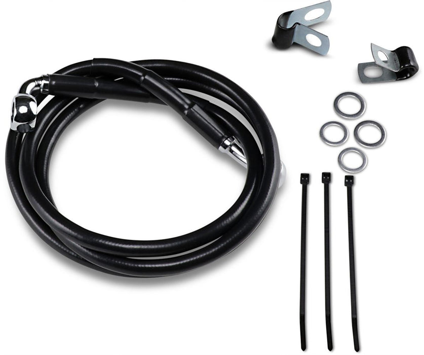 Drag Specialties Front Brake Line Black Vinyl Coated Stainless Steel Extended 4" - Part #17412552 - Hogparts UK