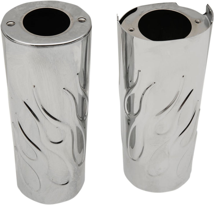 Drag Specialties Fork Slider Flame Covers +2" Chrome - Part #04110147 - Hogparts UK