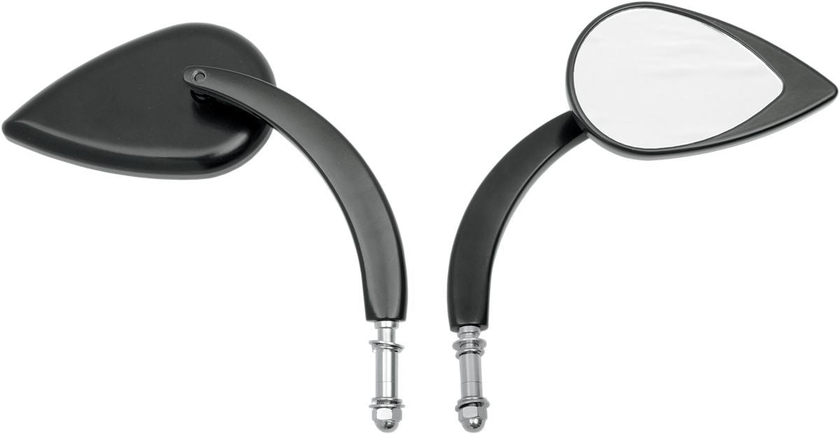 Drag Specialties Mirror Teardrop W/ Long Stem Black - Part #06400389 - Hogparts UK