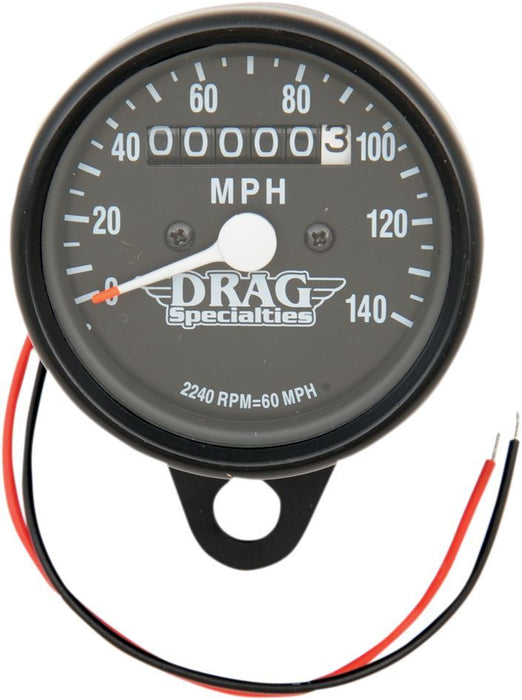 Drag Specialties 2.4" Mechanical Speedometer 2240:60 Black Housing Black Face - Part #22100253 - Hogparts UK
