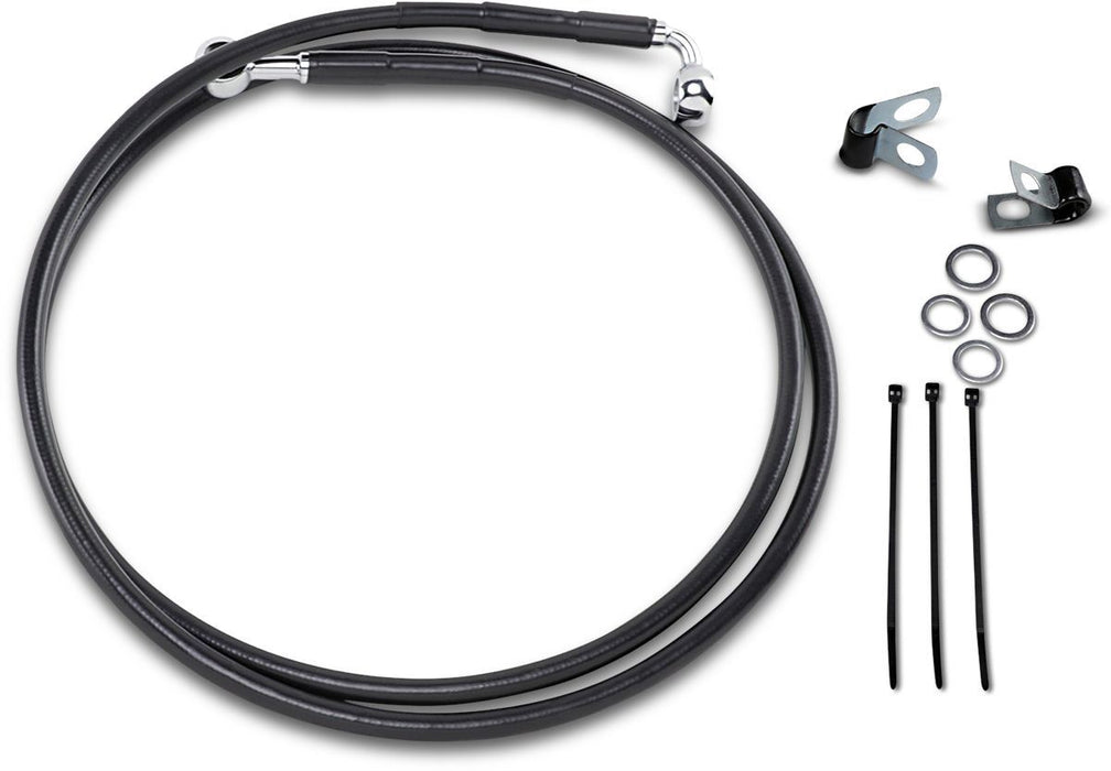Drag Specialties Front Brake Line Black Vinyl Coated Stainless Steel Extended 10" - Part #17412585 - Hogparts UK